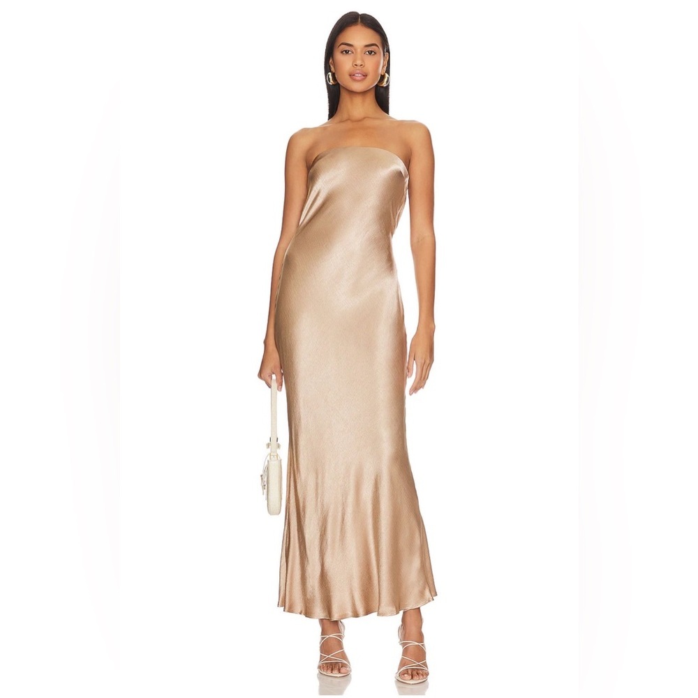 Bec + Bridge Moon Dance Strapless Dress in Golden Size 4